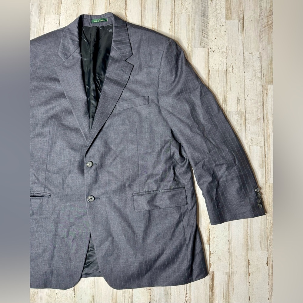 Lauren Ralph Lauren Blazer Jacket Men's 46R Gray Classic Stripe - Picture 2 of 12